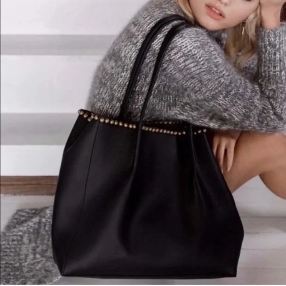 B-Low the Belt Black Studded Tote Bag